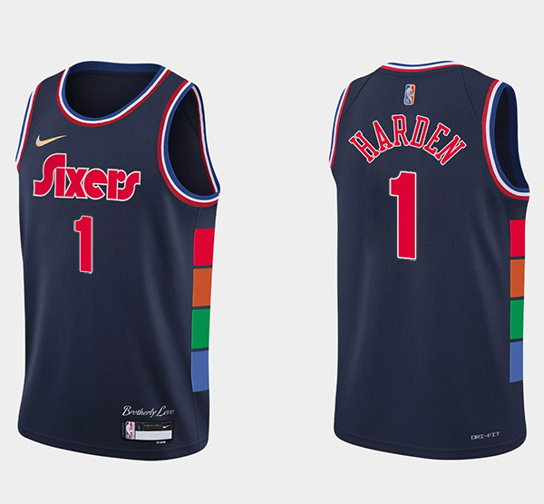 Men's Philadelphia 76ers #1 James Harden Navy City Edition Swingman Stitched Jersey Men's Philadelphia 76ers #1 James Harden Navy City Edition Swingman Stitched Jersey
